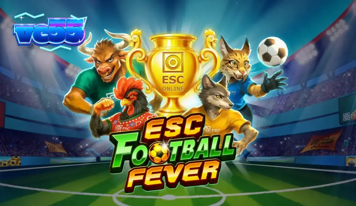 Tampilan visual slot ESC Football Fever dengan tema stadion sepak bola